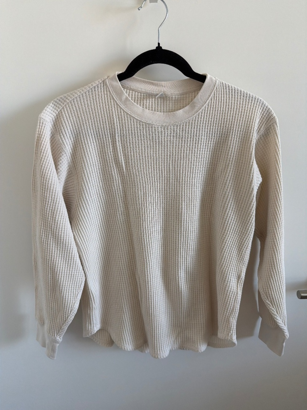 Uniqlo Cream Waffle Long Sleeve Shirt Size XS